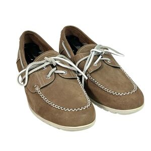 Hunter Brown Nubuck Boat Shoe Loafer Hovercraft Gommus Sole Mens Size 11 Italy